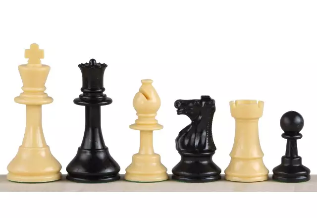 Club Staunton chess figures No. 6, cream/black (king 96 mm)